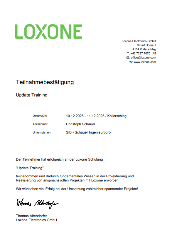 Loxone Update Training
